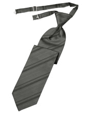 Load image into Gallery viewer, Cardi Pre-Tied Charcoal Striped Satin Necktie